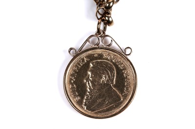 Lot 428 - A South African 1980 1/4oz Krugerrand pendant necklace