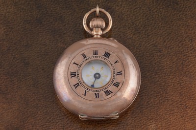 Lot 381 - An early 20th Century lady's 9ct rose gold half-hunter fob watch