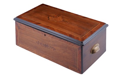 Lot 668 - A late 19th-century inlaid walnut and crossbanded music box