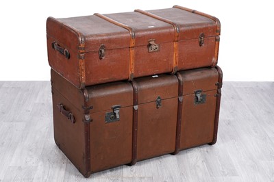 Lot 8 - Two early 20th Century beech and canvas steamer trunks