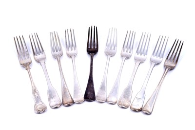 Lot 152 - Ten various silver table forks