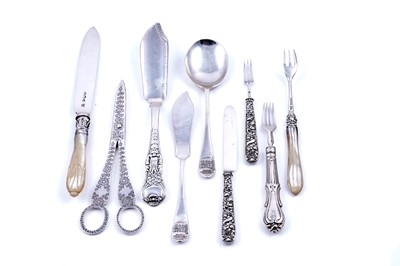 Lot 290 - A George IV silver Coburg pattern knife; and a selection of other knives and forks