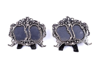 Lot 336 - Two small silver double photograph frames