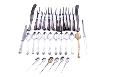 Lot 292 - Ten various George III silver handled steel forks; and other silver cutlery