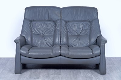Lot 3 - Himolla: a ‘Rhine’ grey leather two seater sofa