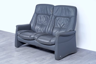 Lot 3 - Himolla: a ‘Rhine’ grey leather two seater sofa