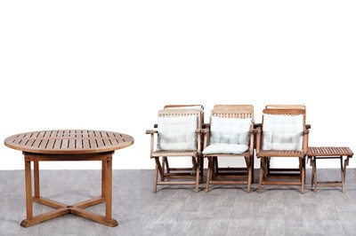Lot 310 - Royal Botania: set of six teak folding garden chairs; and a garden table