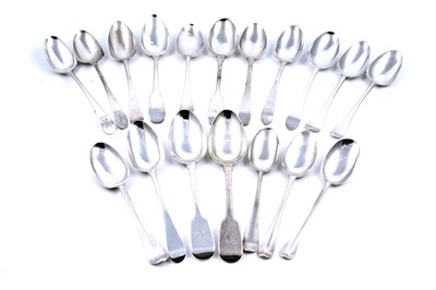 Lot 250 - An assortment of eighteen antique silver tablespoons