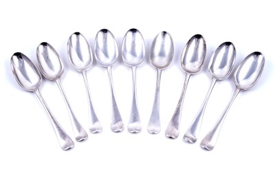 Lot 251 - Nine various George II/III silver tablespoons