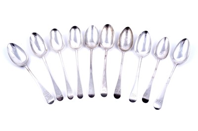 Lot 252 - Ten various George III silver tablespoons