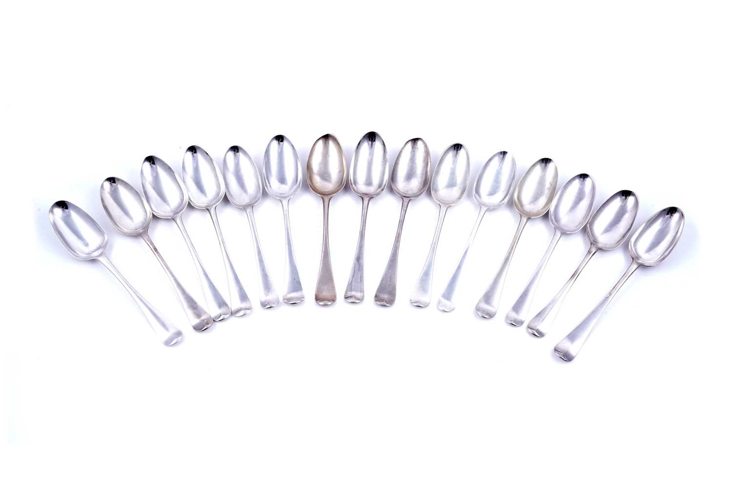 Lot 253 - Fifteen various George II/III silver tablespoons