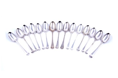 Lot 253 - Fifteen various George II/III silver tablespoons