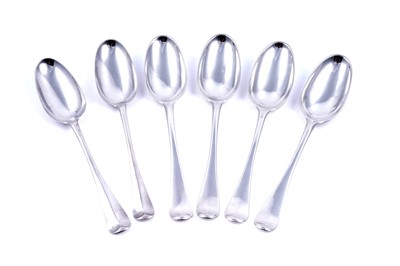 Lot 256 - A set of four George I silver tablespoons; and a pair of similar silver tablespoons