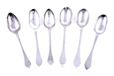 Lot 257 - A pair of Queen Anne silver tablespoons; and other silver tablespoons