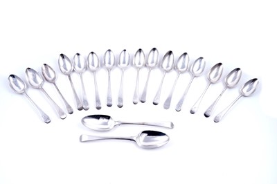 Lot 258 - A set of six George III silver dessert spoons; and other silver spoons