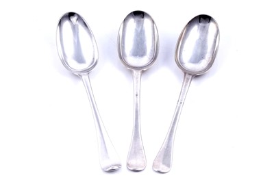 Lot 261 - A pair pf George II Scottish silver tablespoons; and another similar Scottish silver tablespoon