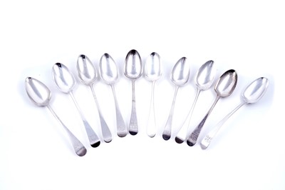Lot 264 - Ten various George III silver tablespoons