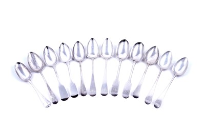 Lot 267 - A group of twelve various antique silver tablespoons