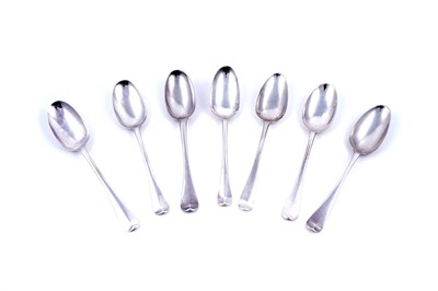 Lot 268 - Five various George I silver tablespoons; and two others