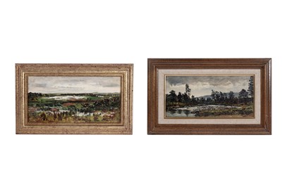 Lot 374 - George Sherwood Hunter - "Pastoral Scene with Sheep, Aberdeenshire"; and Glen Dee | oil