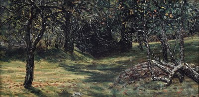 Lot 368 - George Sherwood Hunter - Porthaven, a woodland scene | oil