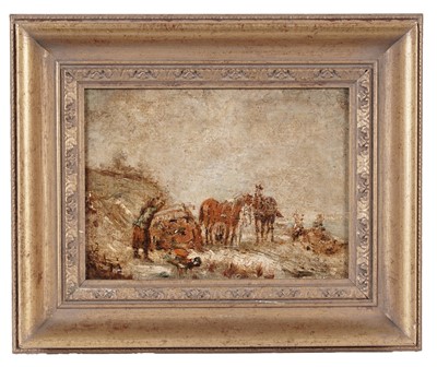 Lot 373 - George Sherwood Hunter after Adolf Shreyer - Packing a cart | oil