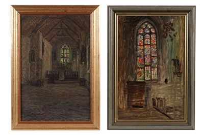 Lot 351 - George Sherwood Hunter - Two church interiors | oil
