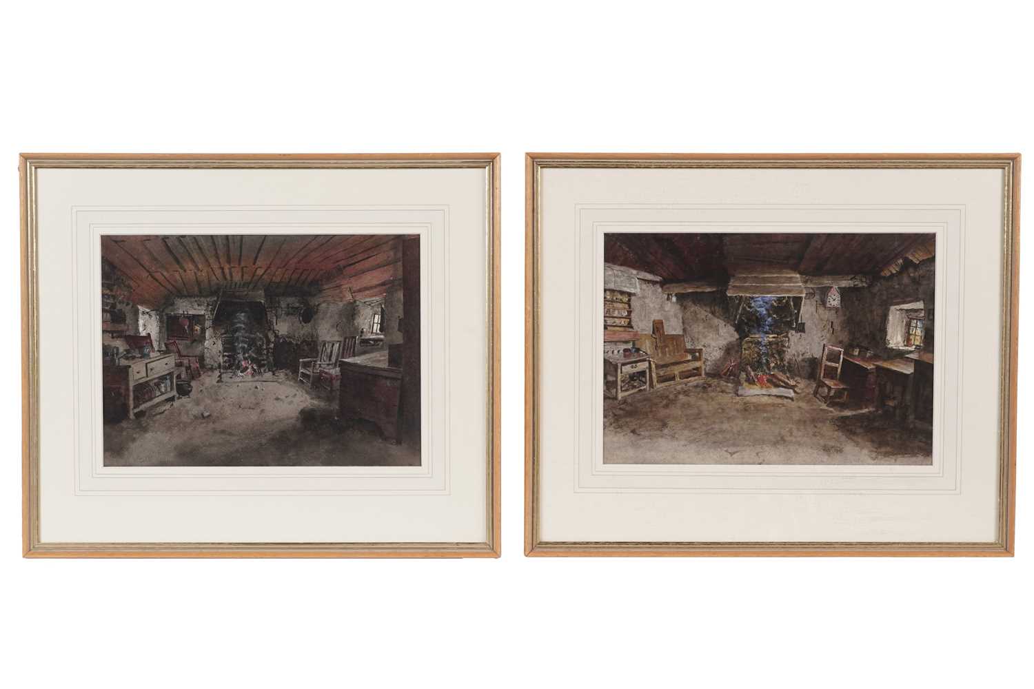 Lot 344 - George Sherwood Hunter - A pair of interior scenes | watercolour