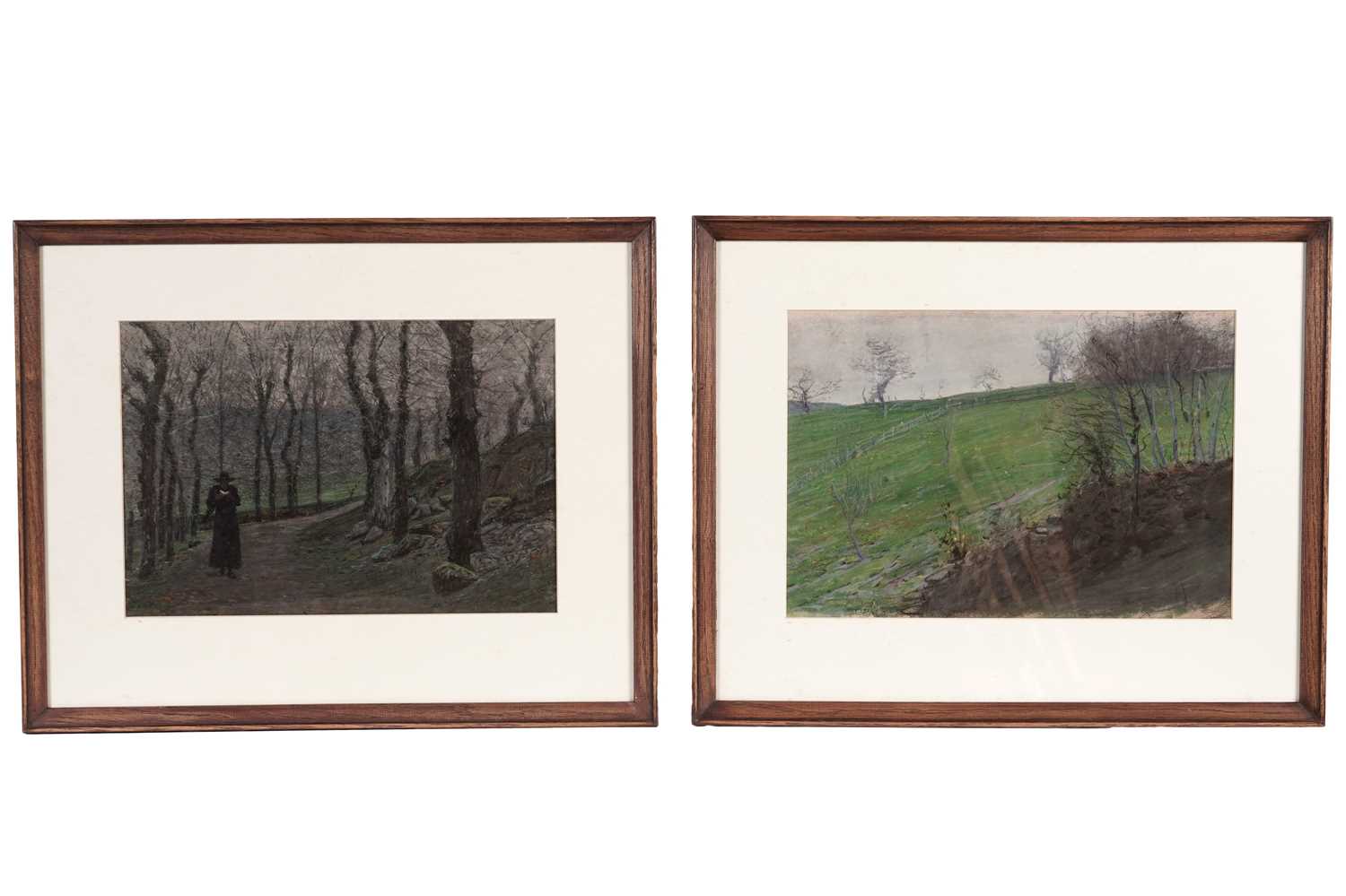 Lot 347 - George Sherwood Hunter - A pair of landscape scenes | pastel