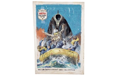 Lot 423 - Original artwork for Battle Picture Library No. 384 “Battle Stations”