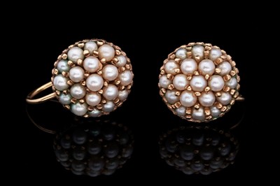 Lot 720 - A pair of Edwardian seed pearl earrings