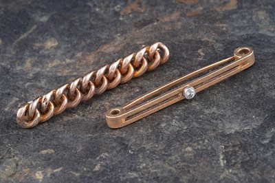 Lot 302 - An early 20th Century diamond set bar brooch; and a 9ct gold bar brooch