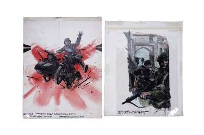 Lot 428 - Two original painted artwork front covers for Battle Picture Library No’s. 1089 and 1145