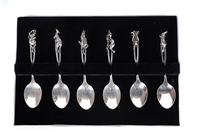 Lot 395 - A cased set of six silver teaspoons by Flynn of Kyneton, Australia
