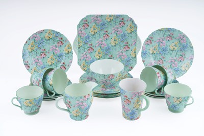 Lot 247 - A Shelley ‘Melody’ pattern tea service; and an additional ‘Melody’ pattern mug