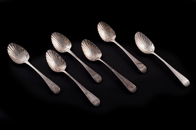 Lot 398 - A matched set of six Georgian Old English pattern teaspoons