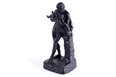 Lot 393 - A Wedgwood black basalt figure of Silenus and Dionysus