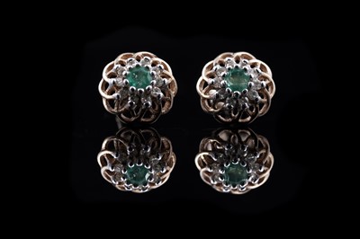 Lot 29 - A pair of emerald and diamond earrings