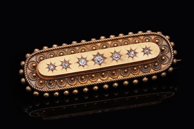 Lot 654 - A Victorian gold Etruscan revival brooch