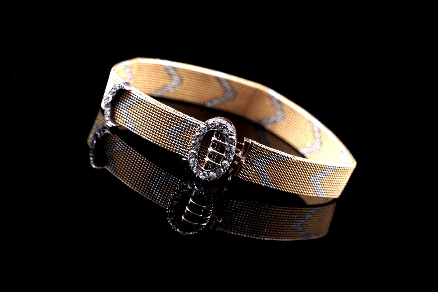 Lot 141 - A Victorian diamond garter pattern bracelet