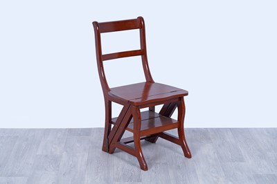 Lot 1 - A 20th Century stained hardwood library chair/steps