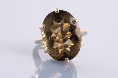 Lot 317 - A modern citrine cocktail ring