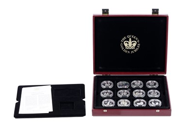Lot 464 - A Westminster 2002 Queen Elizabeth II Golden Jubilee Silver Crown Set