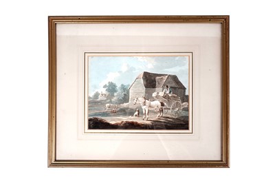 Lot 635 - Peter Le Cave - Farmyard scene with figure and cart etc. | watercolour
