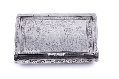Lot 329 - A late 19th/early 20th Century Persian silver snuff or tobacco box