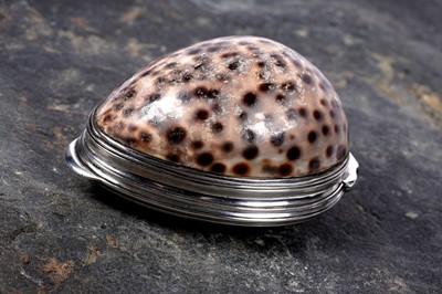 Lot 113 - A George III Irish provincial silver-mounted cowrie shell snuff box