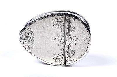 Lot 114 - A George I/II silver-mounted cowrie shell snuff box, 1720-30