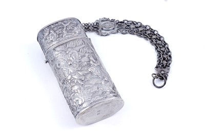 Lot 350 - A 19th Century Chinese silver cheroot or cigar case by Hung Chong of Canton and Shanghai