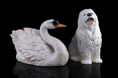 Lot 249 - A Beswick Fireside Old English Sheepdog; and a ceramic swan