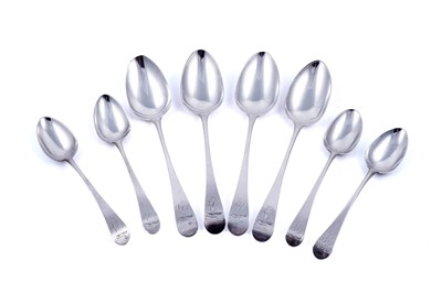 Lot 245 - A set of four George III silver tablespoons; and four silver dessertspoons